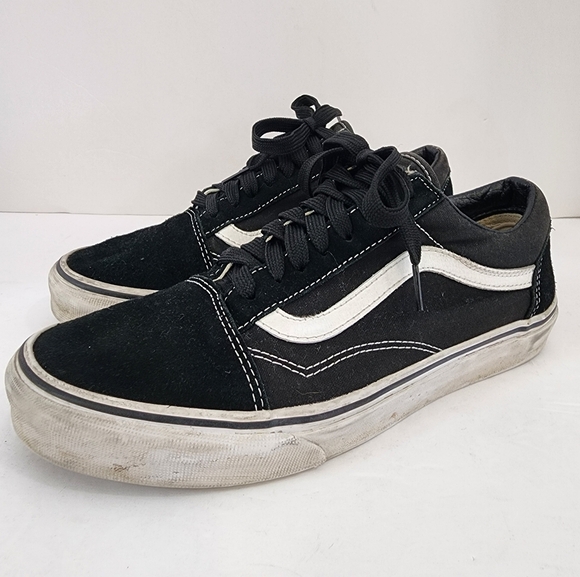 Vans Men's Classic Black & White Low Top Lace Up Causal Sneakers, sz 7.5 - Picture 2 of 7